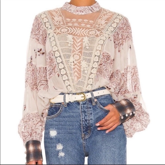 🦄UNICORN FIND🦄NWT Free People | Fiona Lace Peasant Blouse - Picture 3 of 14